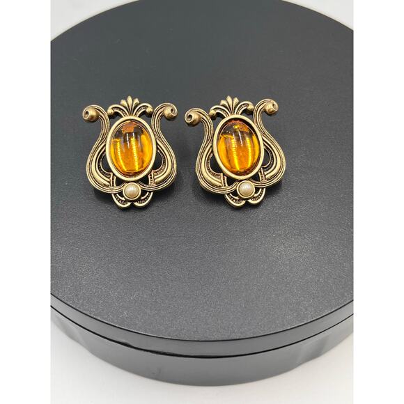 Swarovski SAL Brown Amber Crystal Maltese Cross Set Large Pierced Earrings - Picture 8 of 8